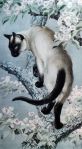 Charles Frederick Tunnicliffe Siamese cat on branch with apple&nbsp;blossom