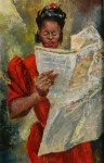 Woman reading a newspaper, Todros Geller,&nbsp;1944