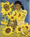 Girl with Sunflowers, 1941 (oil on masonite), Diego Rivera&nbsp;(1886-1957)