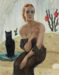 Harijs Ebersteins (1906-1964) — Portrait of an Elegant Lady with Her Black Cat,&nbsp;1934