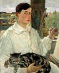 Self portrait with a cat, Lotte&nbsp;Laserstein