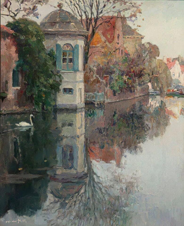 Canale a Bruges by Alfred Joseph Auguste Van Neste (1874-1969)