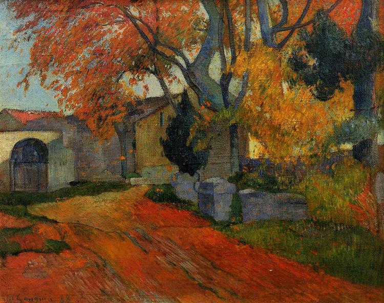 Lane at alchamps, Arles, Paul Gaugin, 1888