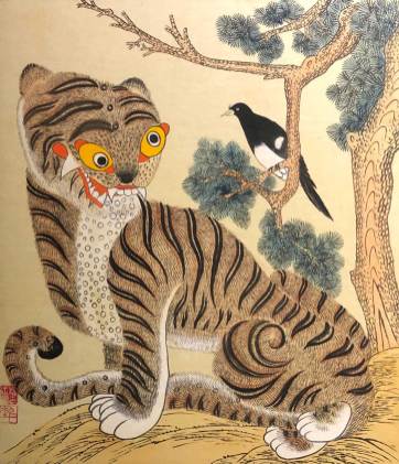Korean folk art - Magpie and Tiger
