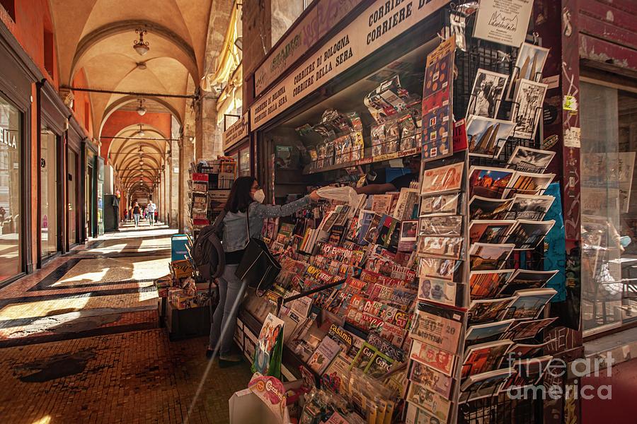 Newspaper Kiosk in Bologna, Italy, photo by Fillippo Carlot