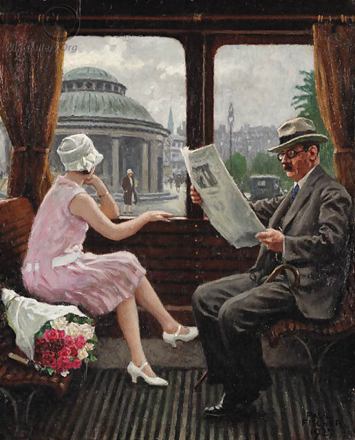 In the Train Compartment, Paul Gustave Fischer