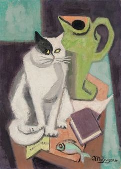 Jean-Metzinger-Still-life-with-cat-and-fish-1950.