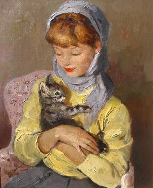Marcel Dyf Jeune Fille Avec Chaton The Kitten