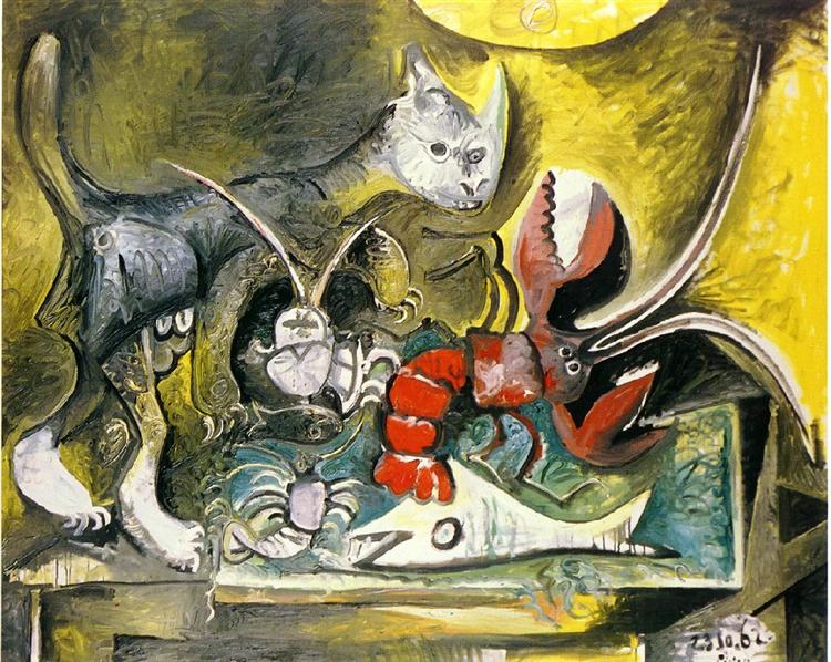 Still life with cat and lobster, Pablo Picasso