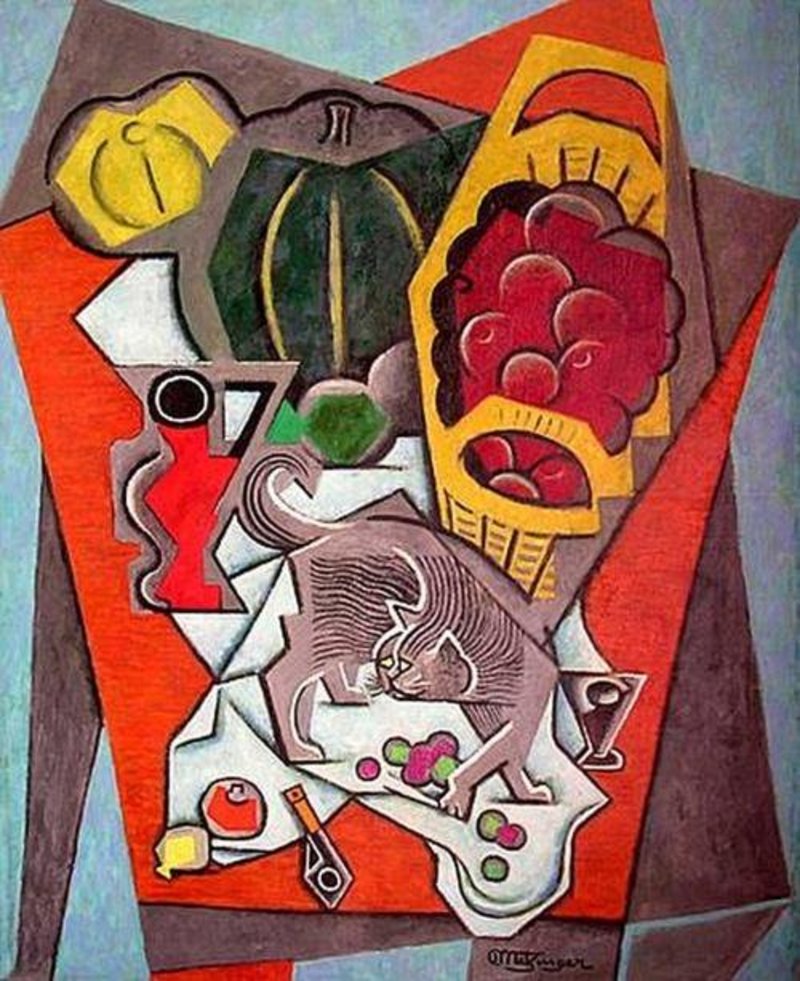 Still life with grey cat, Jean Metzinger