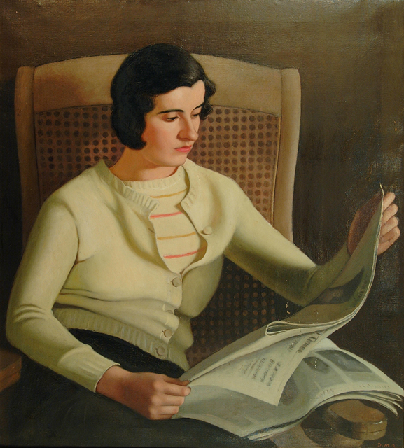 Dorothy Weir Young, “Seated Girl Reading Newspaper,” 1930