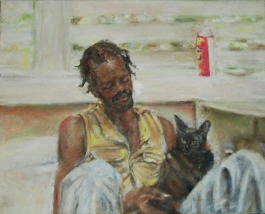 Man with Cat, Candace Hunt