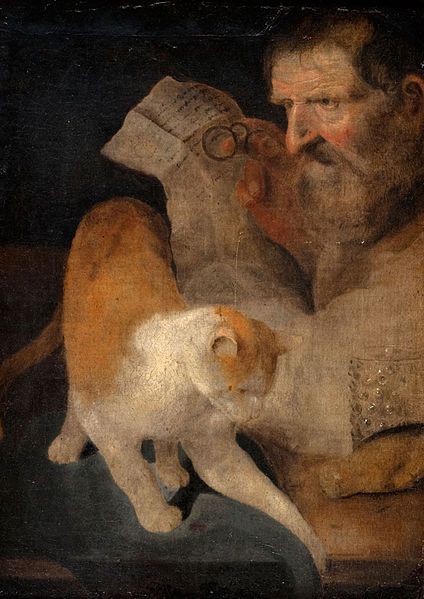 Mann mit Katze. Christoph Paudiss 1618 Private Collection