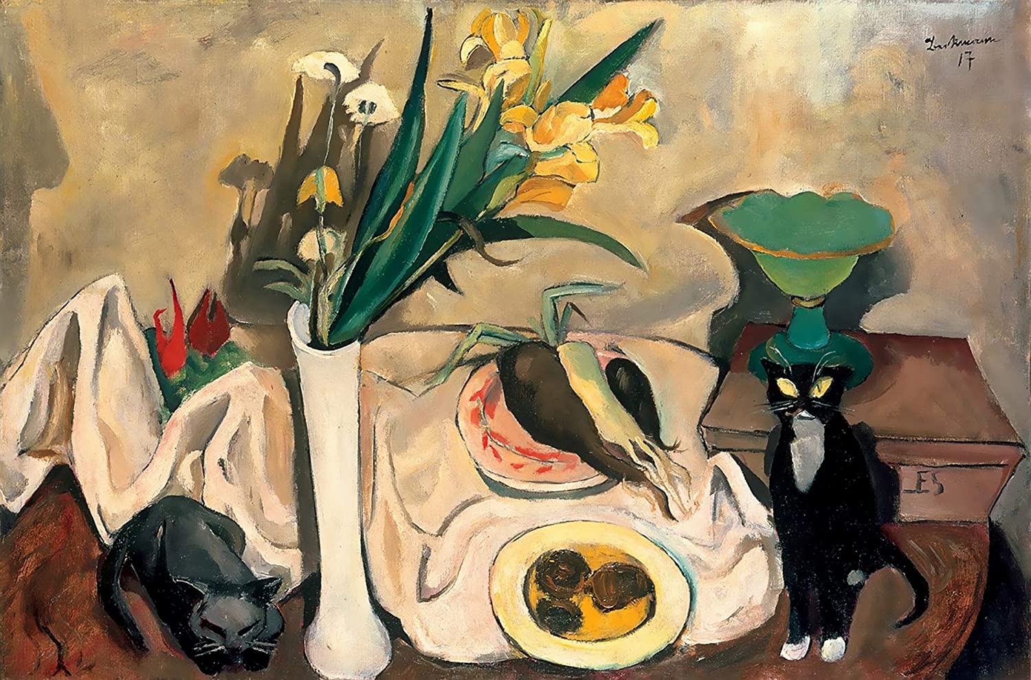 Still Life with Cats, by Max Beckman