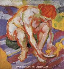 Nude wiht cat, 1910 by Franz Marc