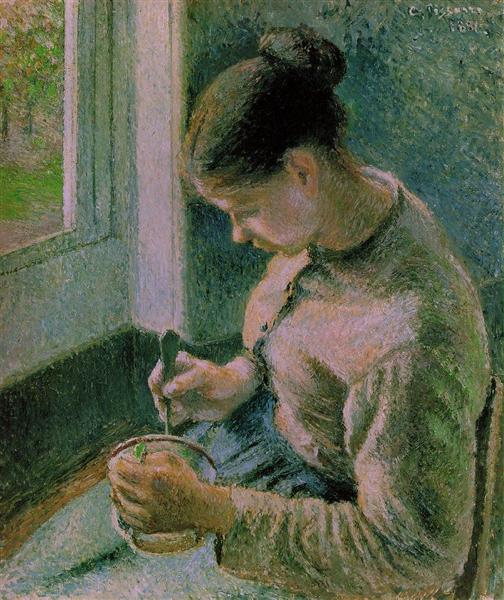 Peasant Girl drinking her coffee, Camille Pissarro
