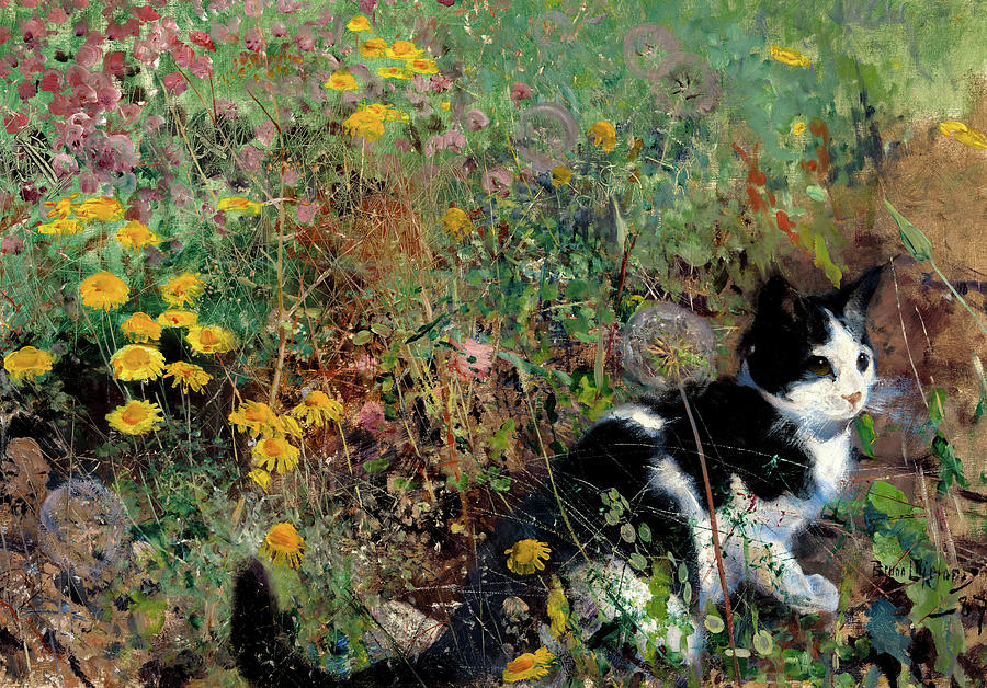 Cat on a flowery Meadow, Bruno Liljefors