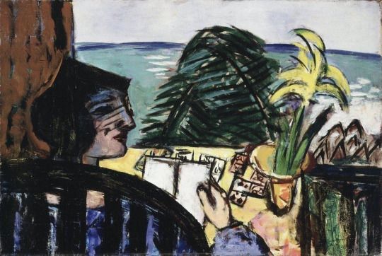 Max Beckman, Woman in Chair Reading at Beach, 1939
