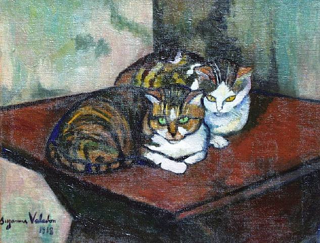 two-cats-1918, by Suzanne Valadon