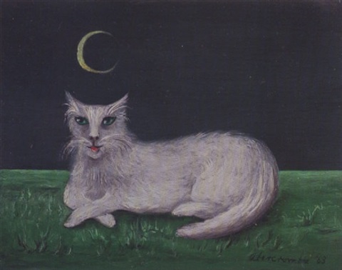 White-Cat-with-Crescent-Moon-Gertrude-Abercrombie, 1909-1977