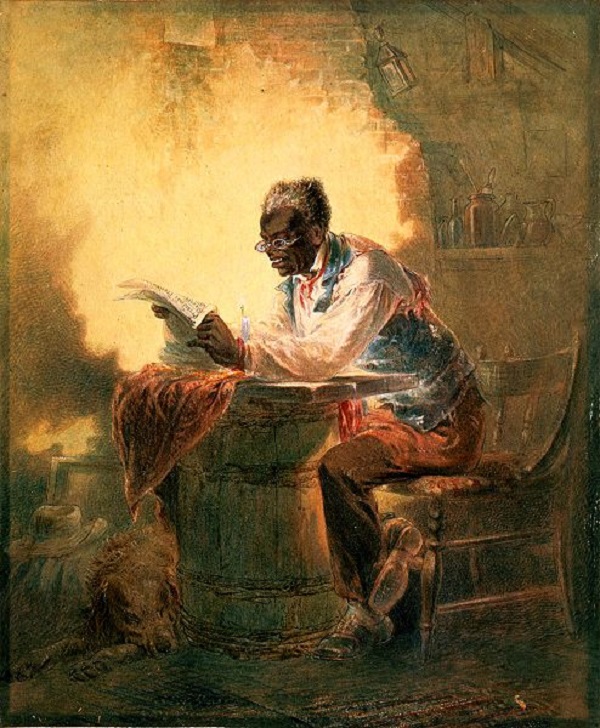 Black-Man-Reading-Newspaper-by-Candlelight, Henry Louis Stevens