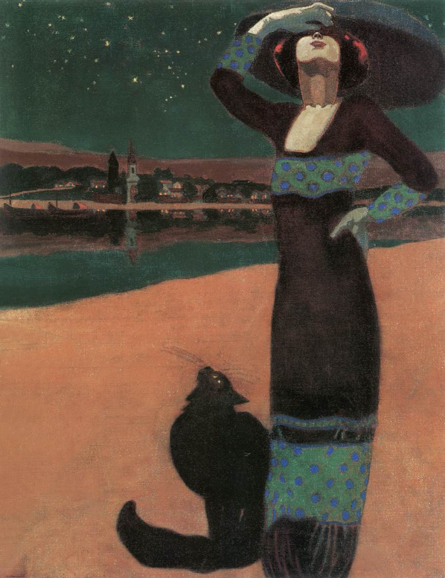Faragó,_Géza_-_Slim_Woman_with_a_Cat_(1913)