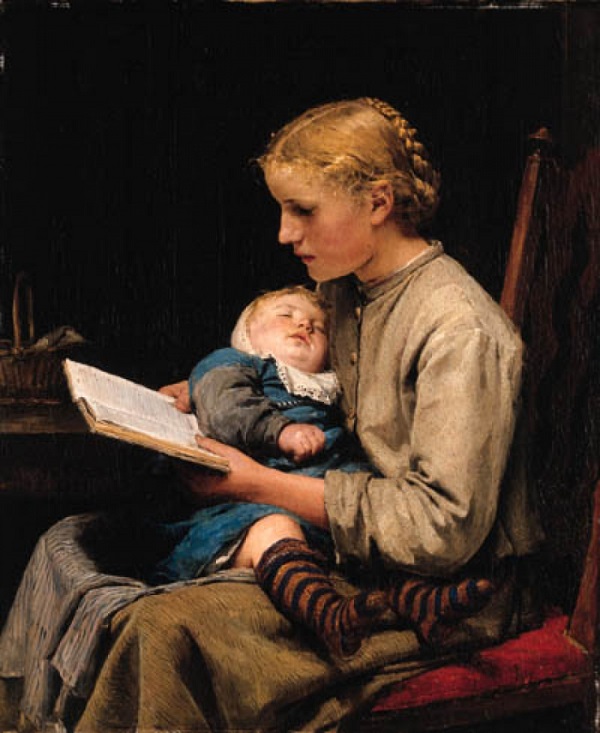 Rosa-and-Bertha-Gugger, 1883, by Albert Anker