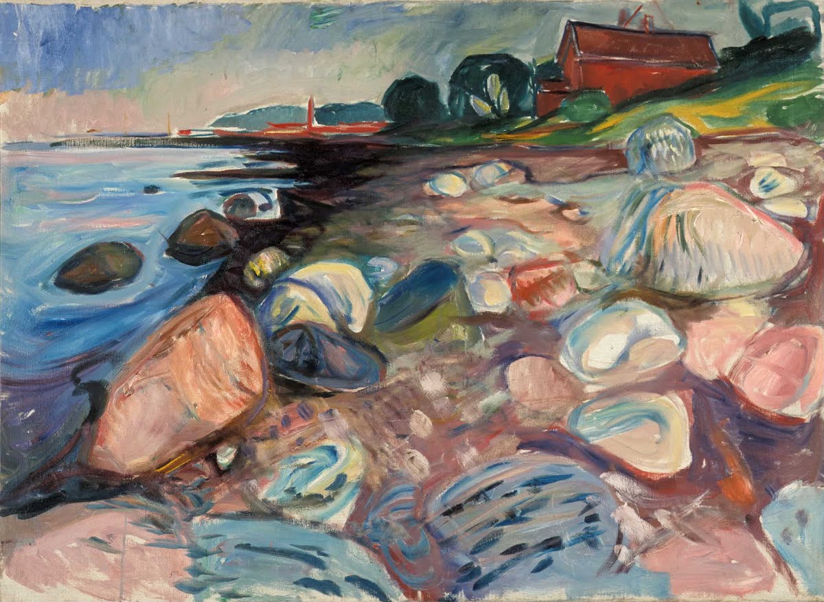 Shore wiht red house, Edvard Munch