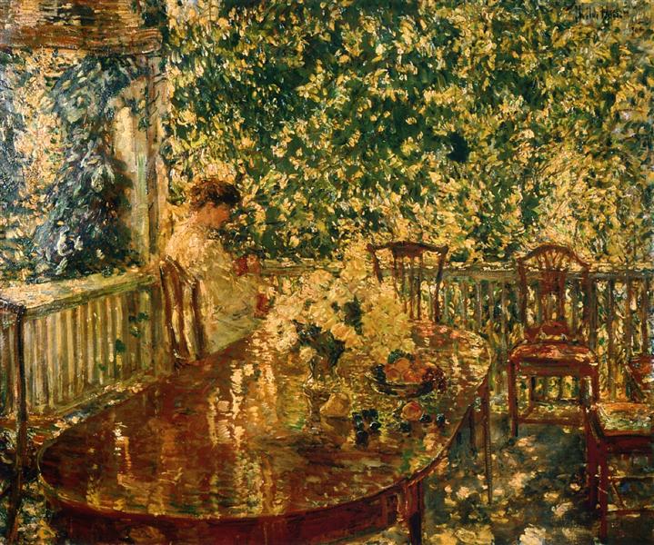 Summer Porch at Mr. and Mrs. C.E.S. Woods, 1904, Child Hassam