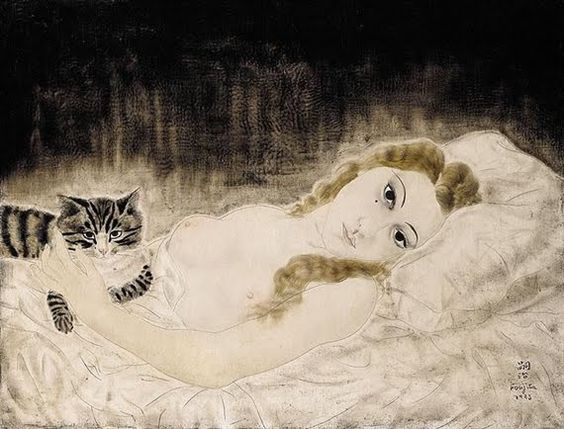Youki-and-cat-Leonard Tsuguharu Foujita