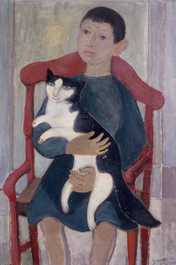 Alberto Zampieri (Italian, 1903-1992) - Il bambino e il gatto (Boy with cat), 1952