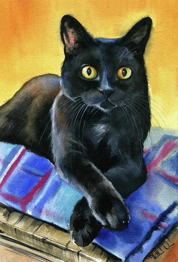 Ralph Black Cat painting by Dora Hathazi
