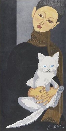 Sekino Jun'ichirô (Japanese, 1914 - 1988) Boy holding a cat