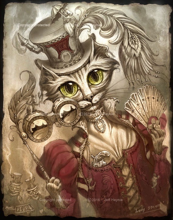 Steampunk cat lady, by Jeff Haynie