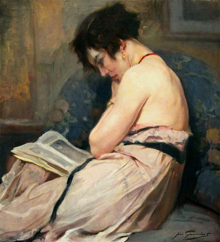 Woman Reading by Jean Leon Henri Gouweloos