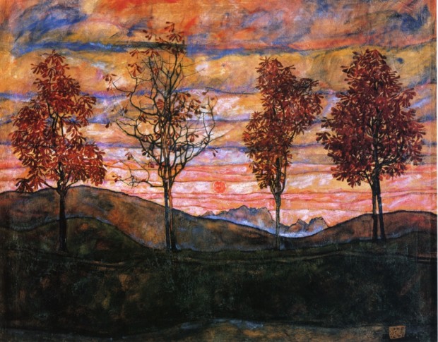 Egon Schiele, Four Trees, 1917, Belvedere, Vienna, Austria