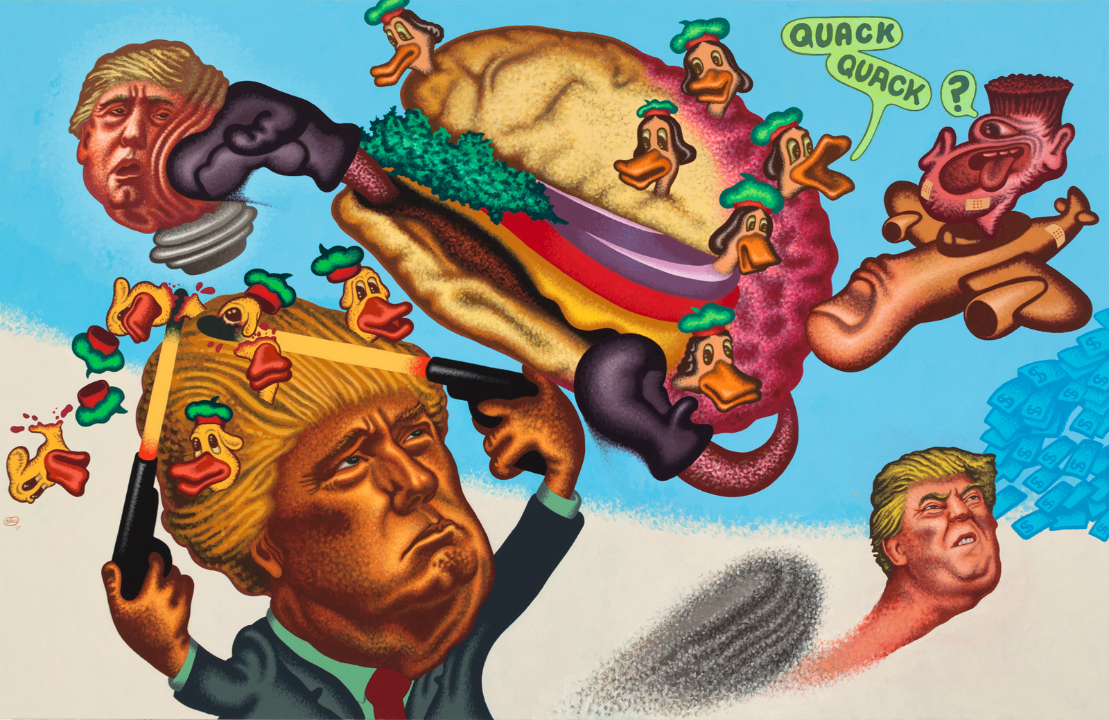 Peter Saul, Quack-Quack, Trump, 2017