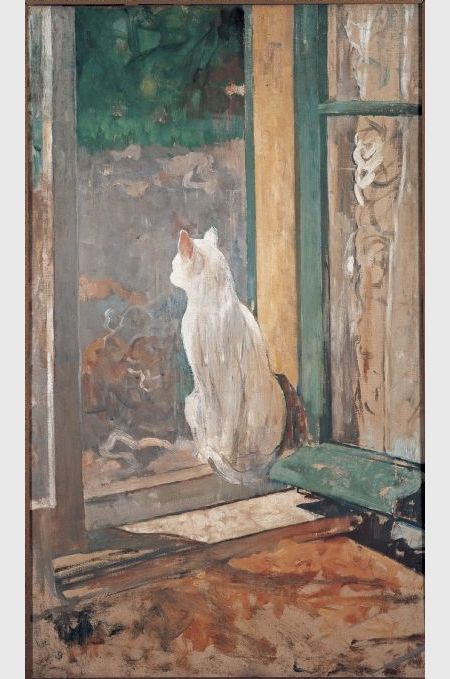 White cat at an open window’, 1855 - Jacobus van Looy