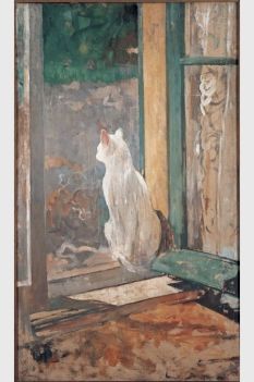 White cat at an open window’, 1855 - Jacobus van Looy