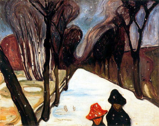 Edvard Munch, Snow Falling in the Lane
