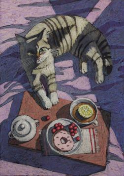 Natalia Leonova - Breakfast in Bed. 2017. Pastel on paper