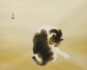 Spotted Cat, woodcut by Seiho Takeuchi