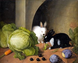 Still Life with Rabbits, by Johann Georg Seitz, c. 1870