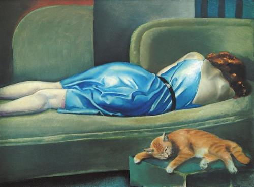 woman and cat lucian bernhard