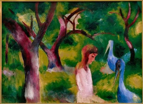Girl with Blue Birds, Auguste Macke