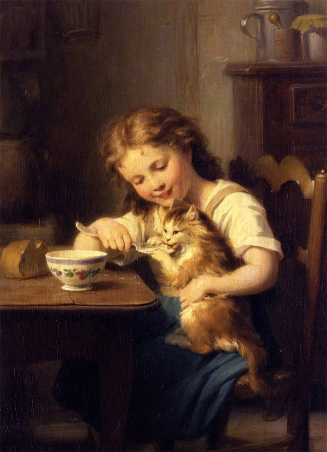 girl-feeding-a-cat