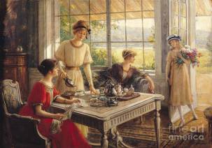 Women Taking Tea on the Porch, Albert Lynch