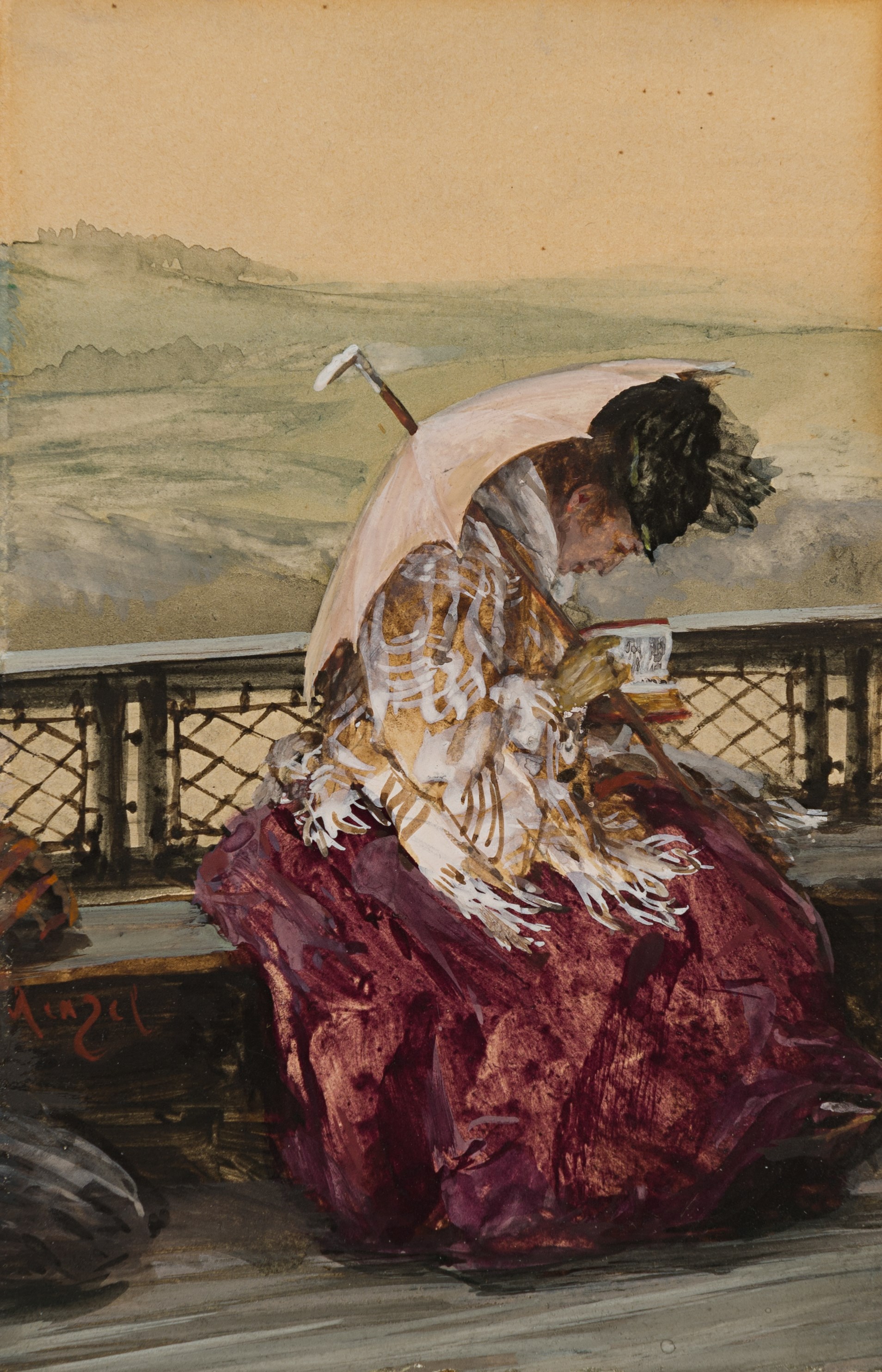 Adolph-MENZEL-A Seated Woman Reading (Portrait of Emilie Fontane)