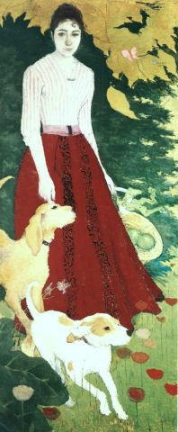 Andrée Bonnard and her dog, 1890, Pierre Bonnard.