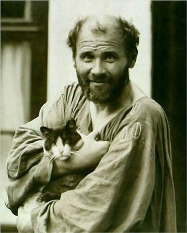 Gustav Klimt with his cat Katz